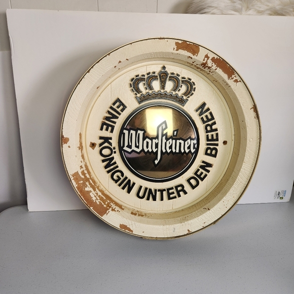 Warsteiner German Beer Barrel End Advertising Wall Sign Breweriana Man Cave - Picture 1 of 9